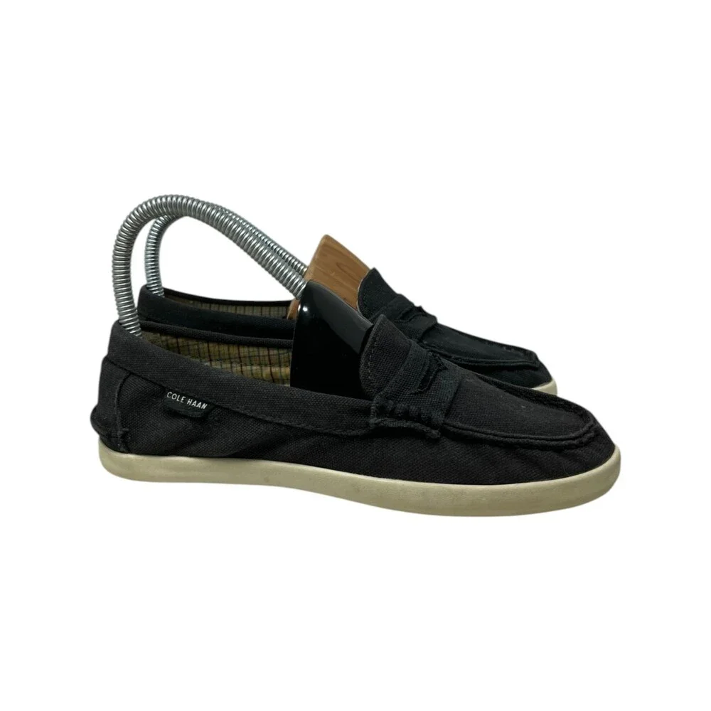 Cole Haan Loafer Women Size 5 B Pinch Weekender Black Canvas Plaid